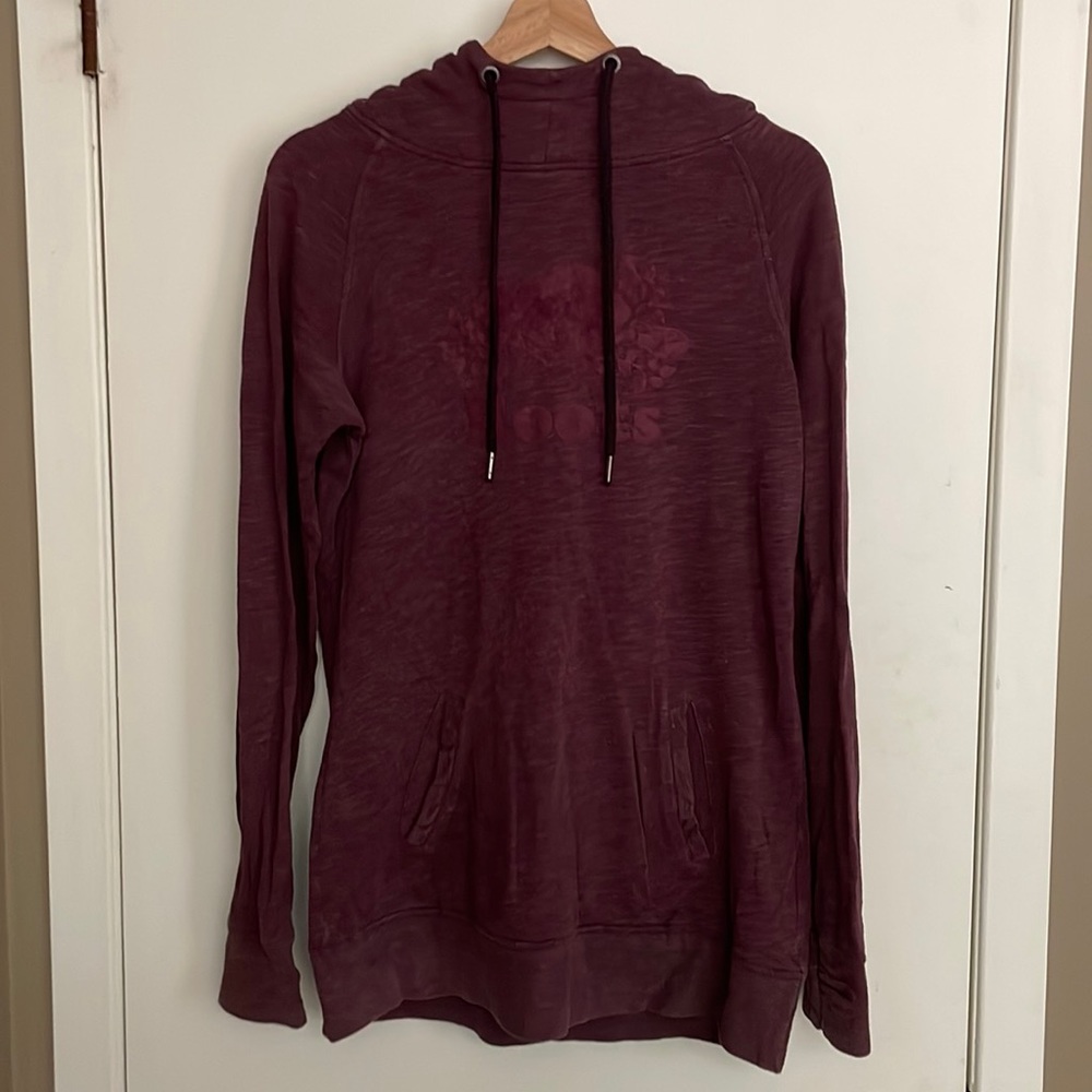 Roots Maroon Long Fitted Hoodie with Thumbholes Size M
